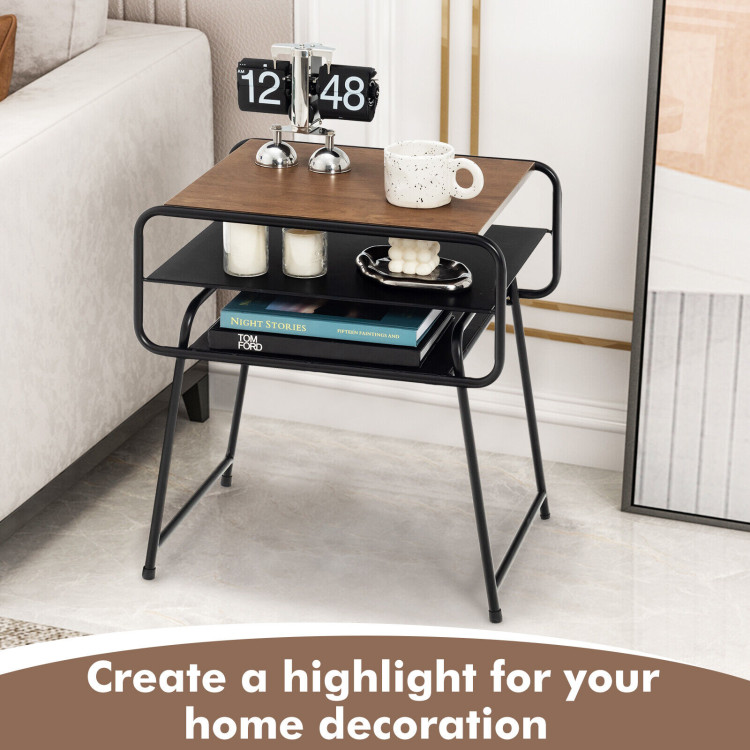 3-tier Compact Side End Table with Storage Shelf-CoffeeCostway Gallery View 8 of 10